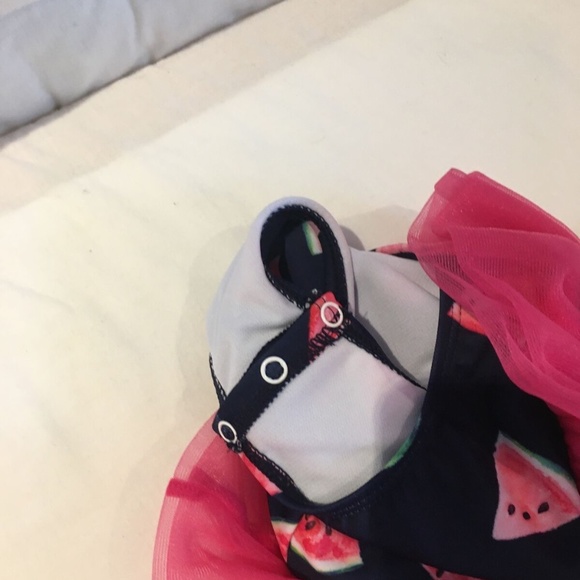 Snapper Rock Baby Girl Swimsuit Blue With Pink Watermelon Size 6-12 Months - Picture 4 of 5